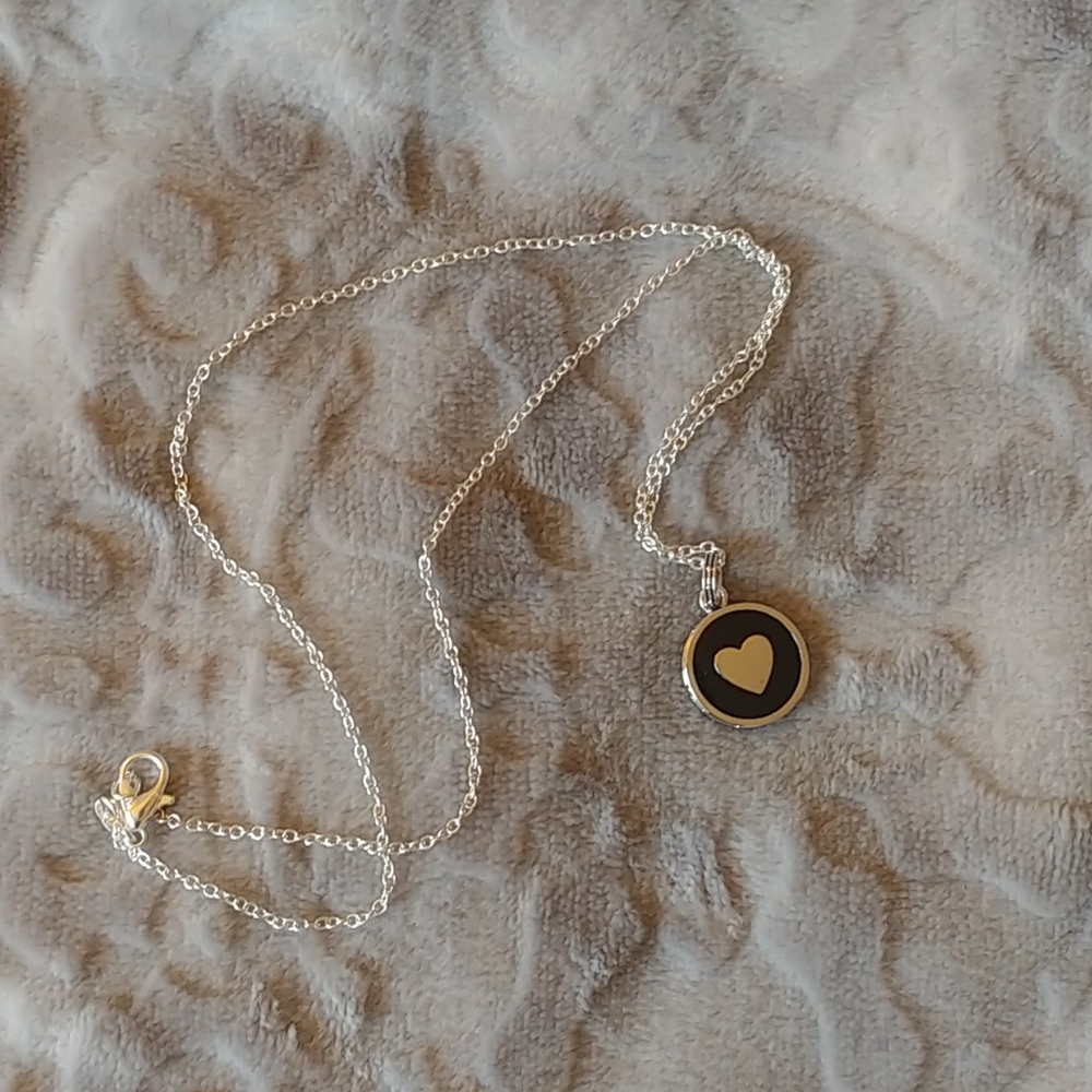 Silver & Black Heart Pendant